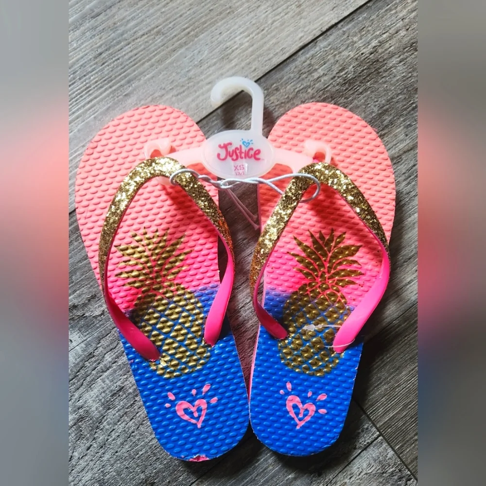 JUSTICE Girls Glitter Flip Flops